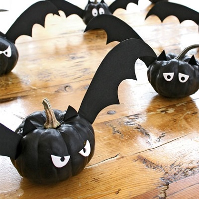 citrouille noire chauve souris halloween